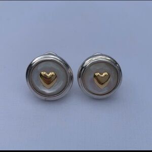 Gold Heart 18k Silver Earrings